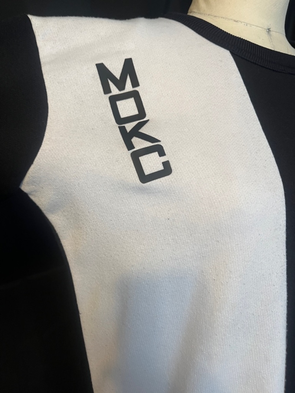 Men's Two-Tone Black and White Crewneck Sweat Shirt - Picture 2 of 5